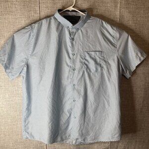Interaffair Mens Button-Down Shirt Light Blue and White Size 3XL. Polyester